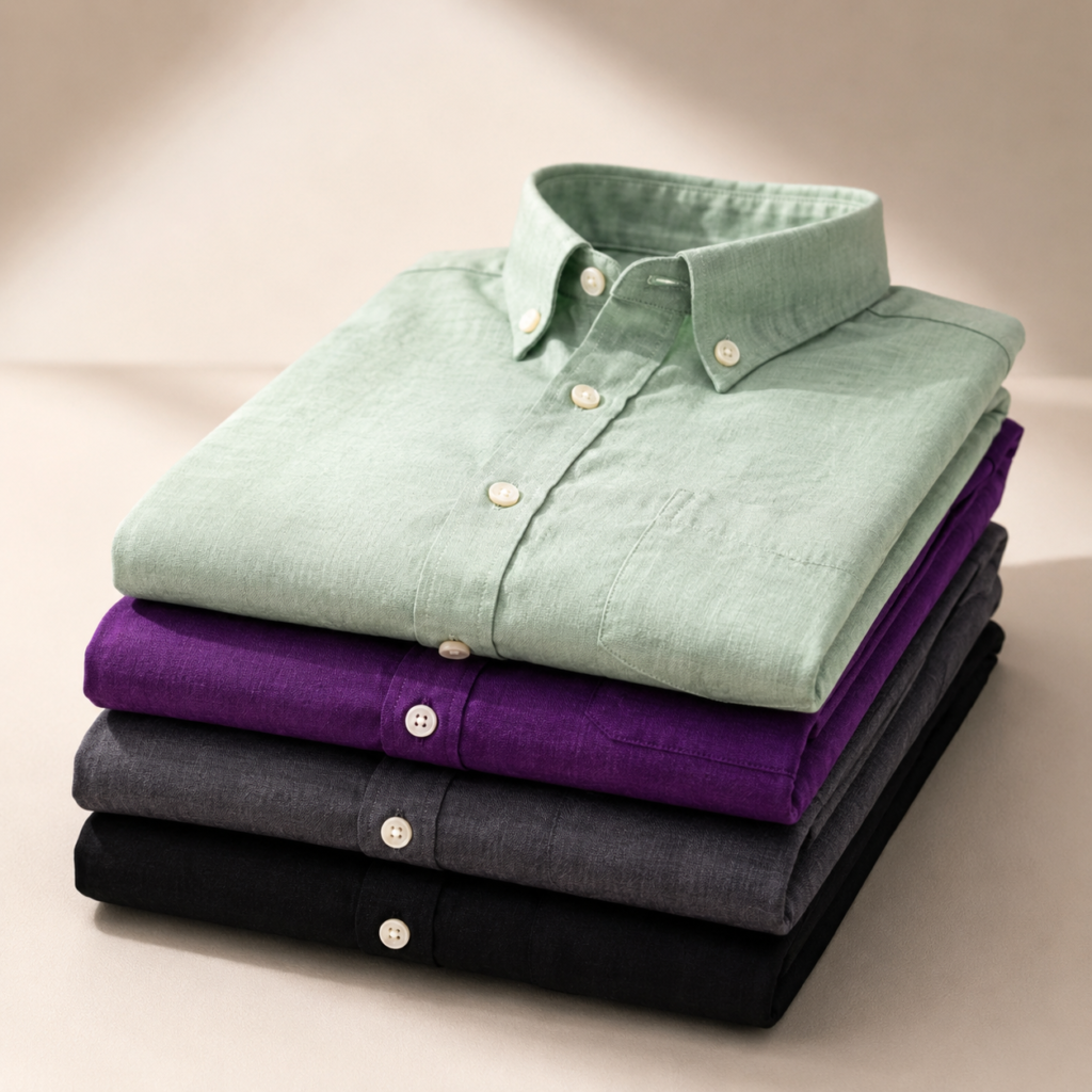 Everyday Cotton Shirts Beige, Lemon, Peach & White | Pack of 4