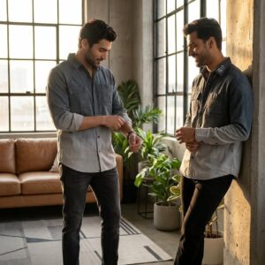 Premium Ombre Washed Denim Designer Casual Cotton Shirt | Pack of 2