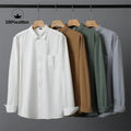 100% Cotton, Men’s Solid Color, Breathable, Casual, Durable Long-sleeved Shirt (Pack Of 4)